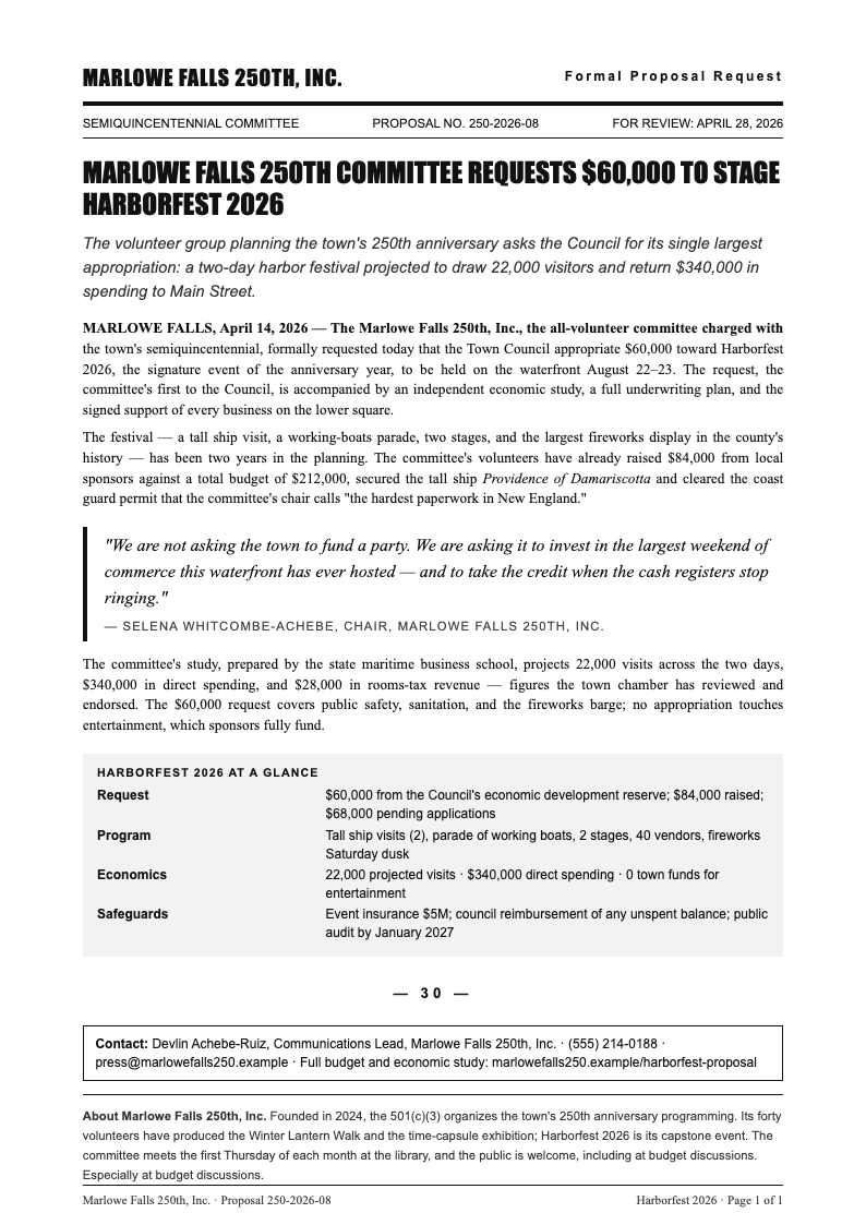 Press Release Proposal Request